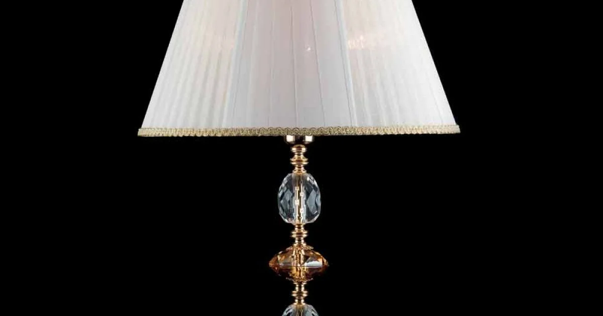 Lampada da tavolo classica in cristallo e vetro Belle, made in Italy