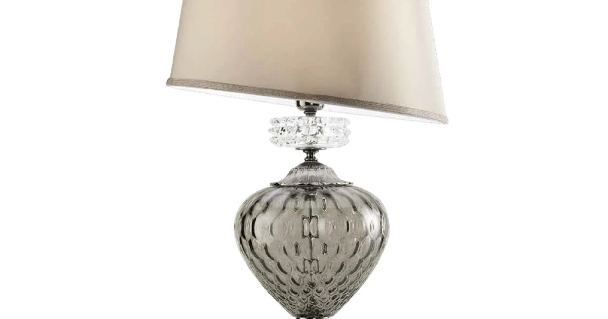 Lampada da Tavolo Classica Vetro Artigianale Italiano e Paralume - Saline