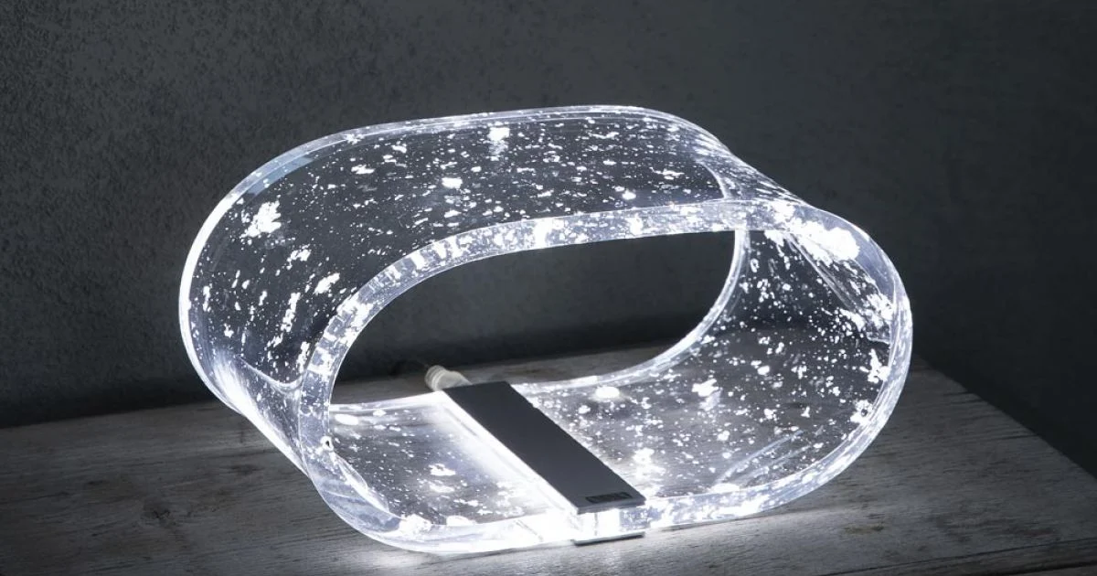 Lampada da Tavolo LED Cristallo Acrilico Foglia Oro, Argento, Rame - Gnassi