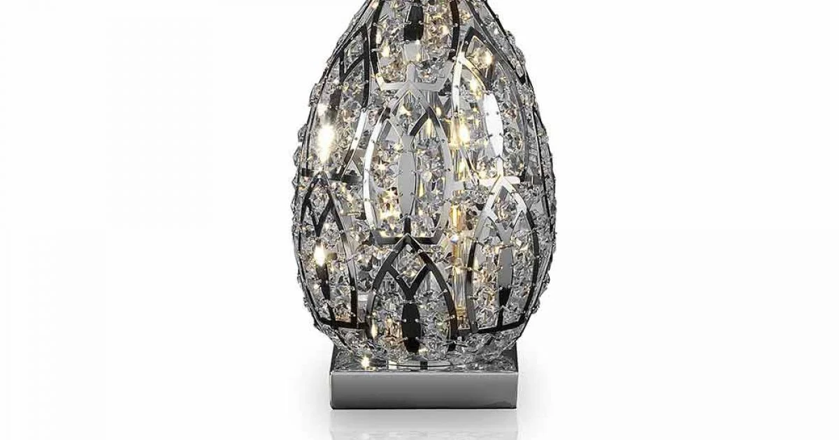 Lampada da tavolo design in cristallo e acciaio forma di uovo Egg
