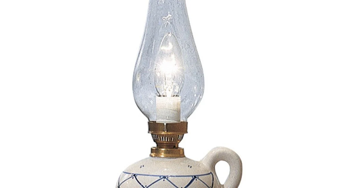 Lampada da Tavolo di Design Vintage in Ceramica Dipinta a Mano - Pompei