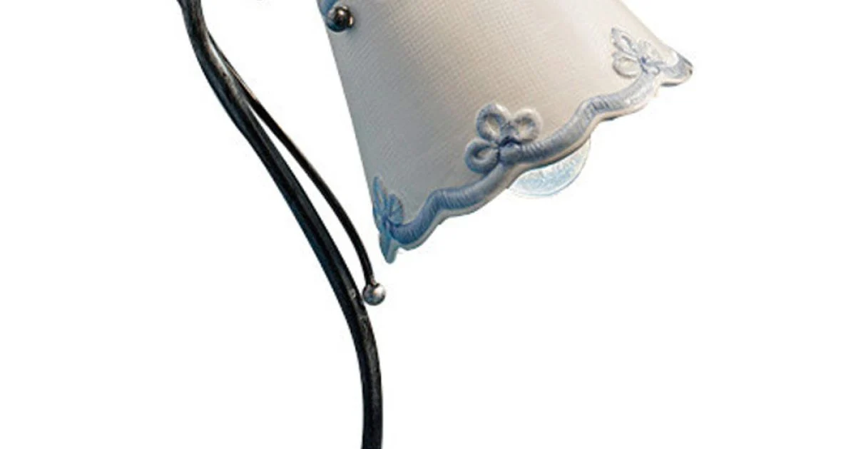 Lampada da Tavolo Ferro e Ceramica Effetto Ricamo Dipinta a Mano - Ravenna