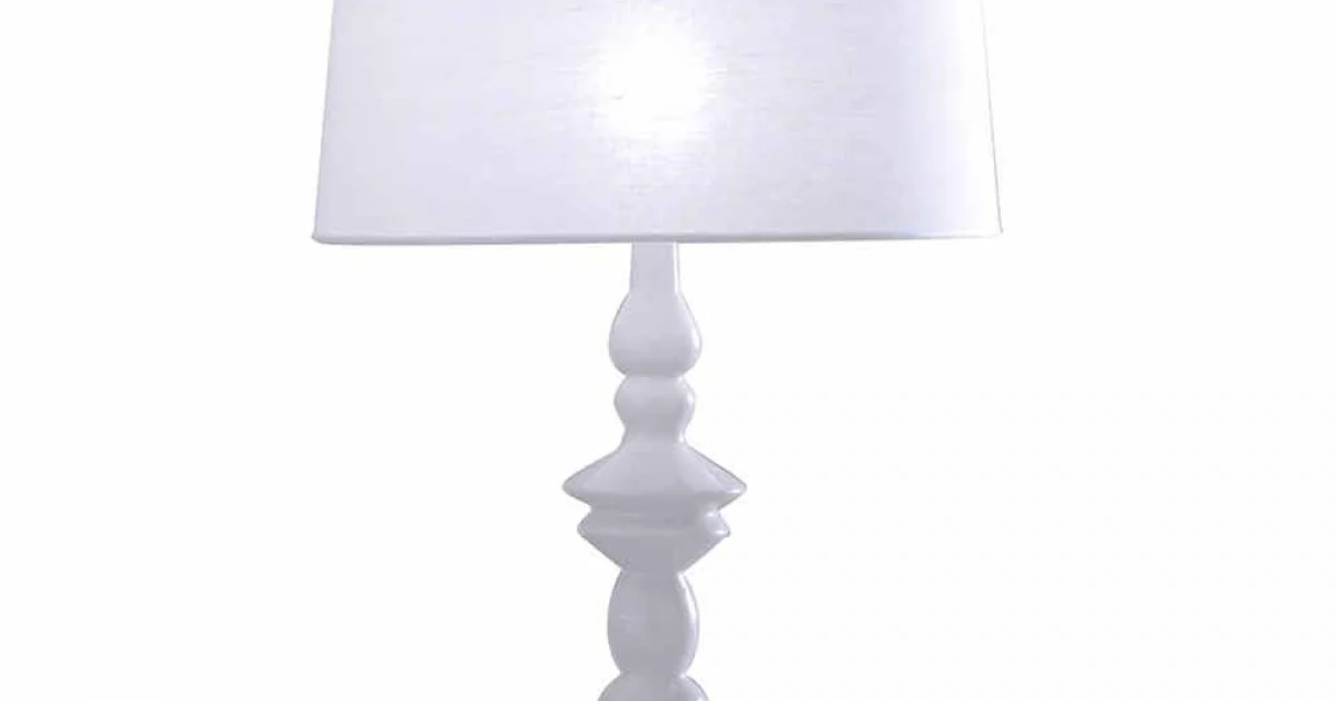Lampada da Tavolo in Ceramica Bianca e Paralume in Lino 2 Dimensioni - Cadabra