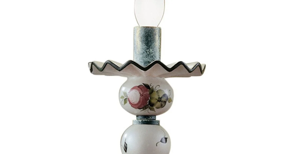 Lampada da Tavolo in Ceramica Decorata a Mano e Ottone Anticato - Sanremo
