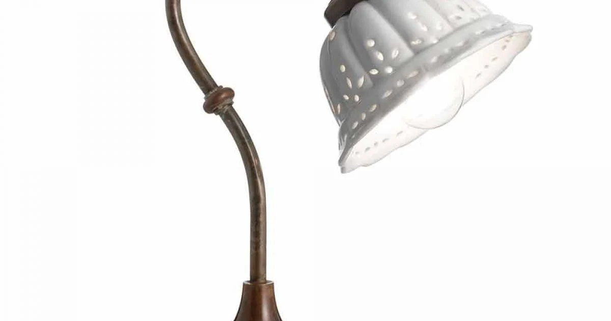Lampada da tavolo in ceramica stile liberty Anita Il Fanale, made in Italy