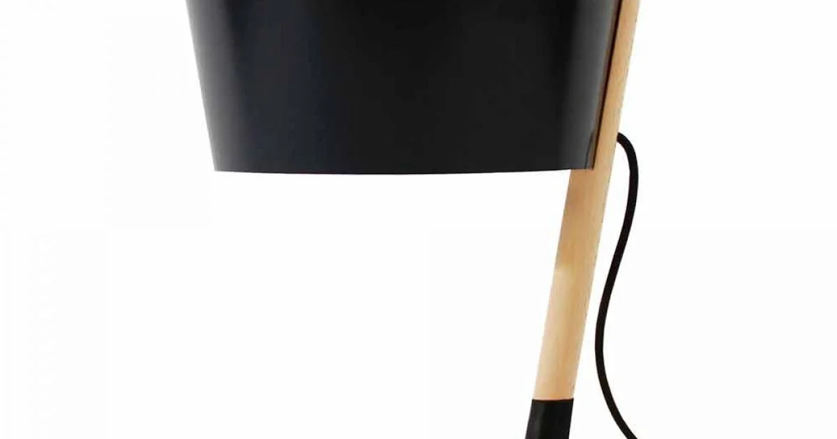 Lampada da Tavolo in Faggio con Dettagli in Metallo e Pelle Vegana - Avetta