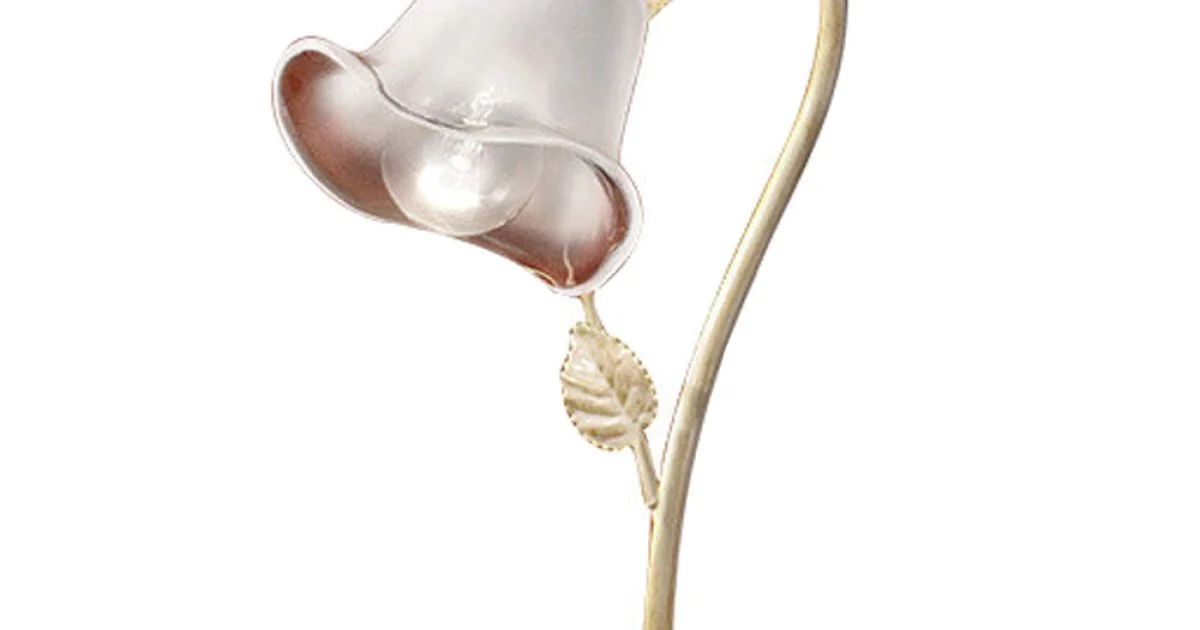 Lampada da Tavolo in Ferro e Vetro con Rosa di Decoro in Ceramica - Siena