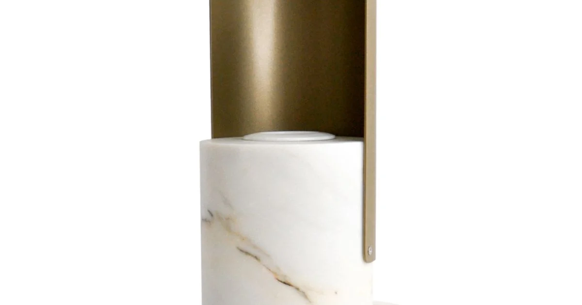 Lampada da Tavolo in Marmo Paonazzo e Metallo Made in Italy - Azumane
