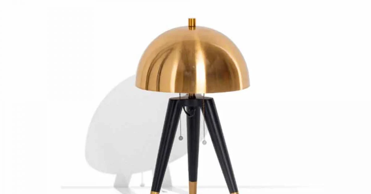 Lampada da Tavolo in Metallo Nero e Ottone Spazzolato Made in Italy - Peter