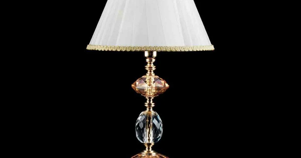 Lampada da tavolo in vetro e cristallo Belle, made in Italy