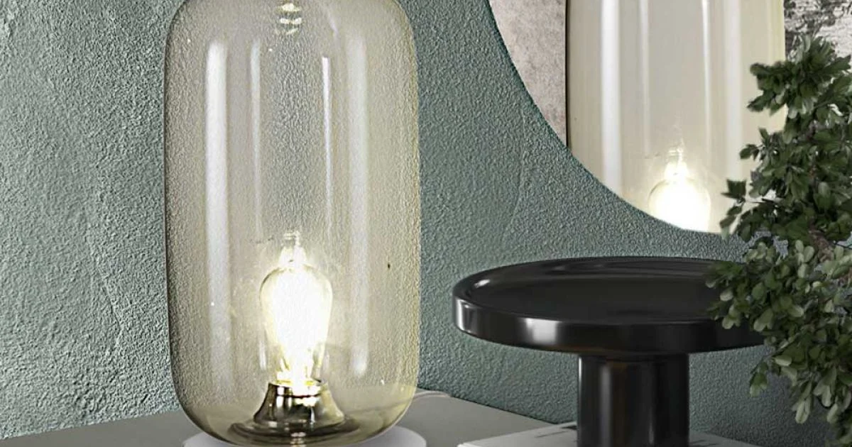 Lampada da Tavolo in Vetro Soffiato a Mano a Venezia 16 22 cm - Bambù