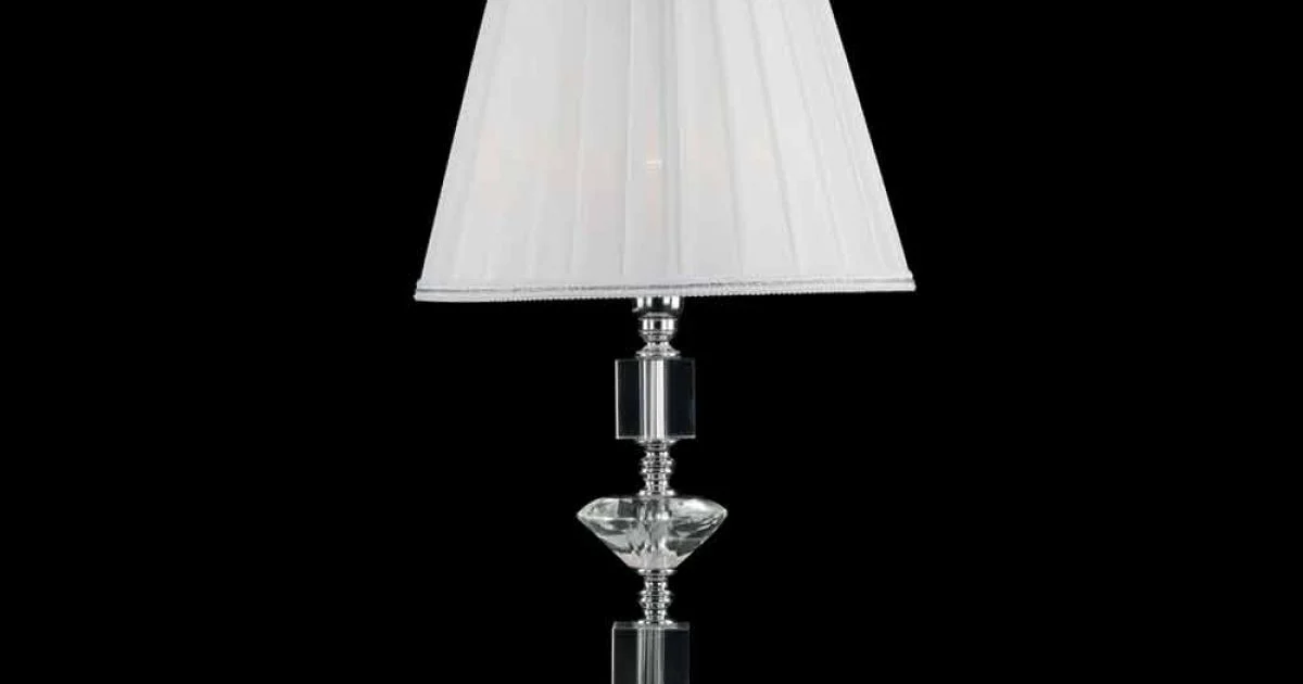 Lampada da tavolo in vetro trasparente e cristallo Ivy, made in Italy