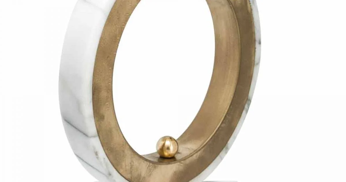 Lampada da Tavolo in Marmo Bianco Carrara e Ottone Made in Italy Lusso - Nazife