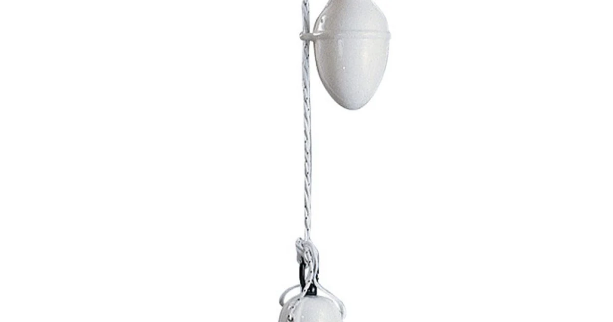 Lampada Saliscendi Sospesa in Ceramica Bianca e Metallo Nero - Potenza