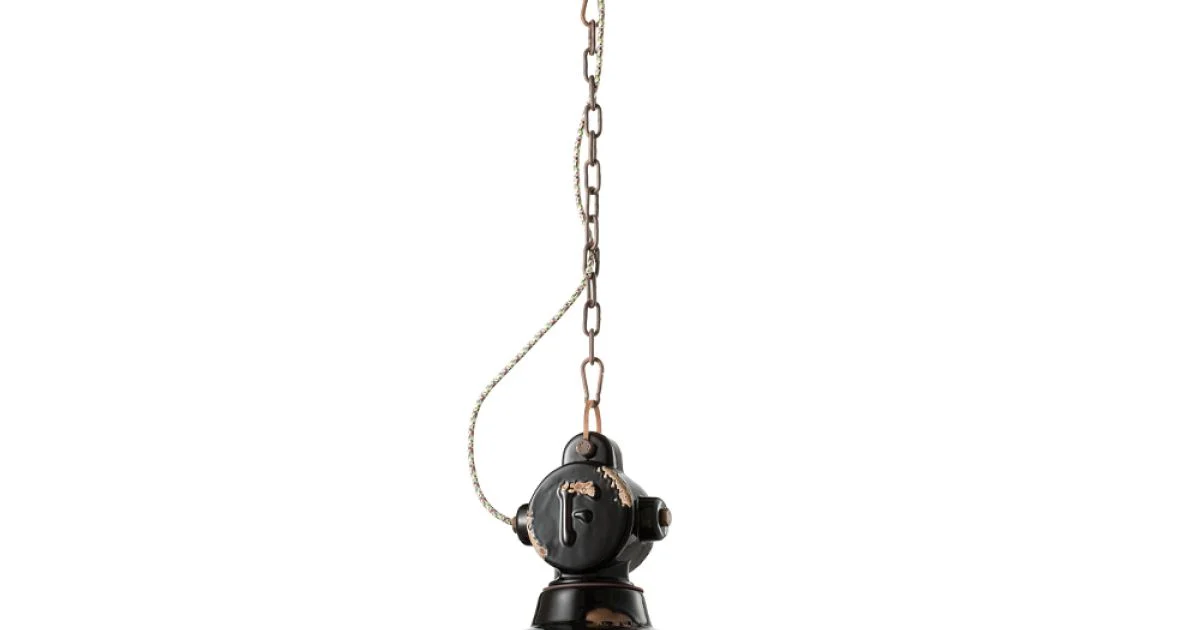 Lampada Sospensione Ceramica e Ferro Artigianale e Industriale - Industrial