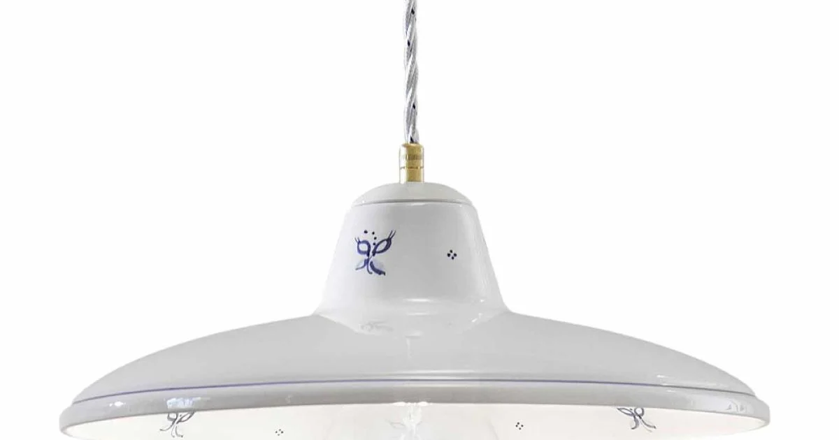 Lampada Sospensione in Ceramica Artigianale Vintage Decori a Mano - Como