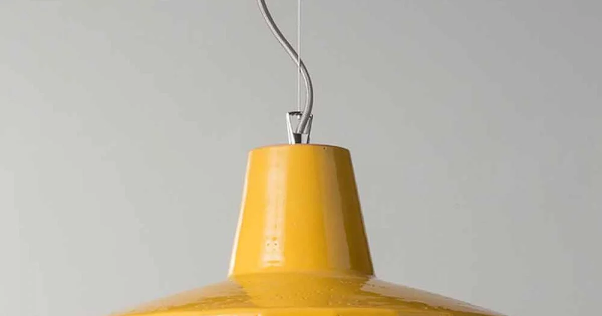 Lampada sospesa 42 cm in ottone e maiolica toscana Rossi - Toscot
