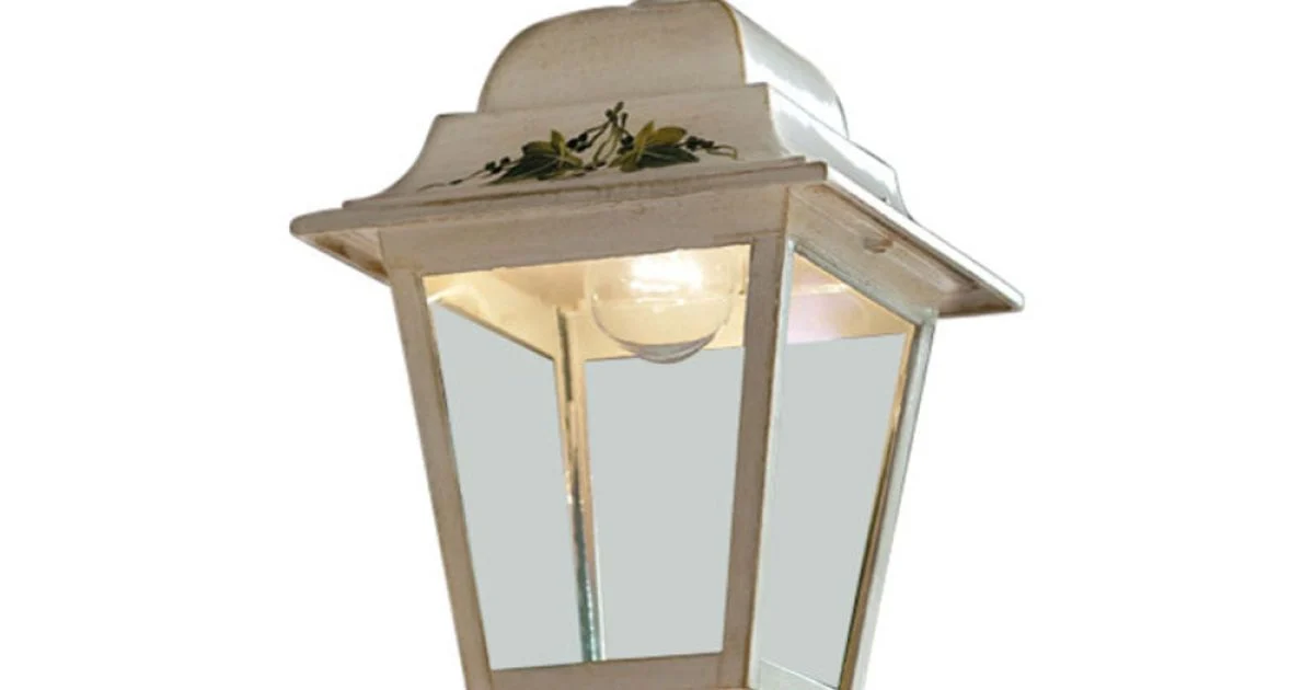 Lampada Sospesa da Esterno in Alluminio Bianco e Decoro a Mano - Gorizia