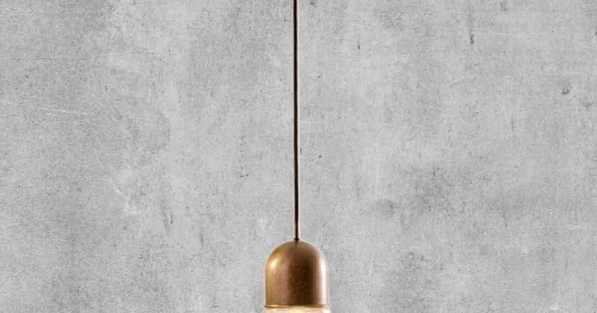 Lampada Sospesa Design Vintage in Ottone e Vetro - Guinguette Aldo Bernardi