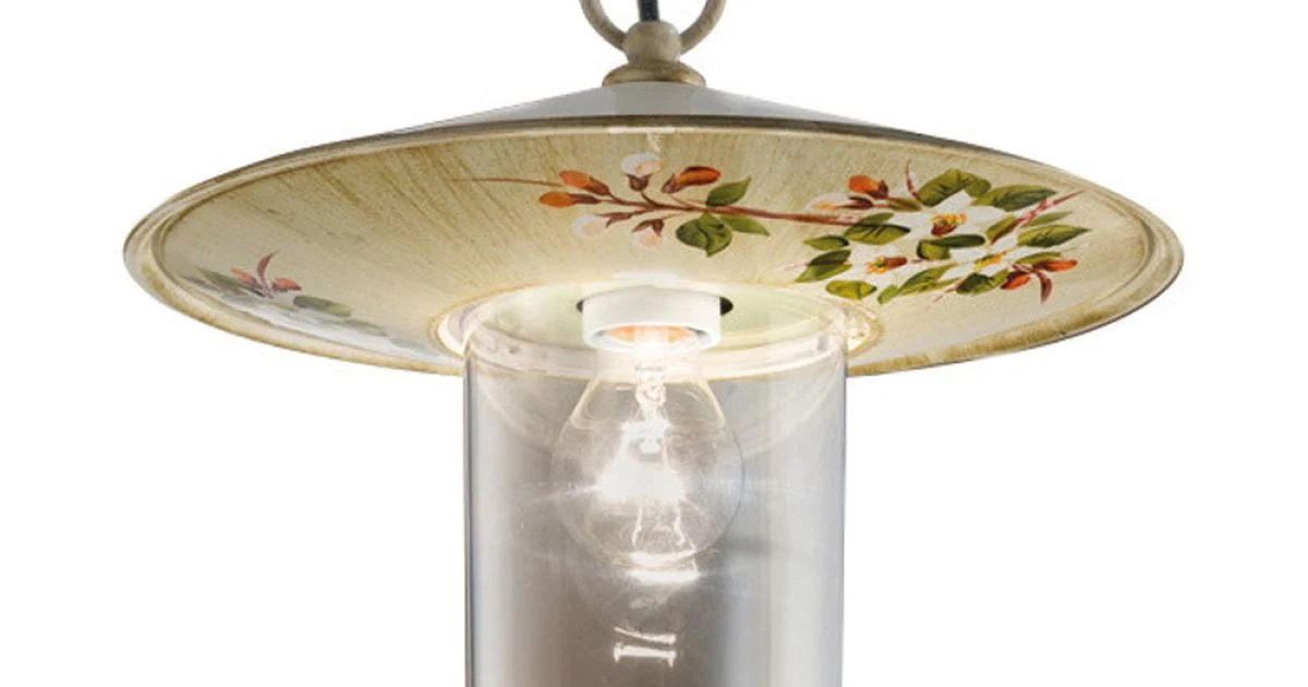 Lampada Sospesa Esterno in Alluminio Decoro Fiori Dipinto a Mano - Genova