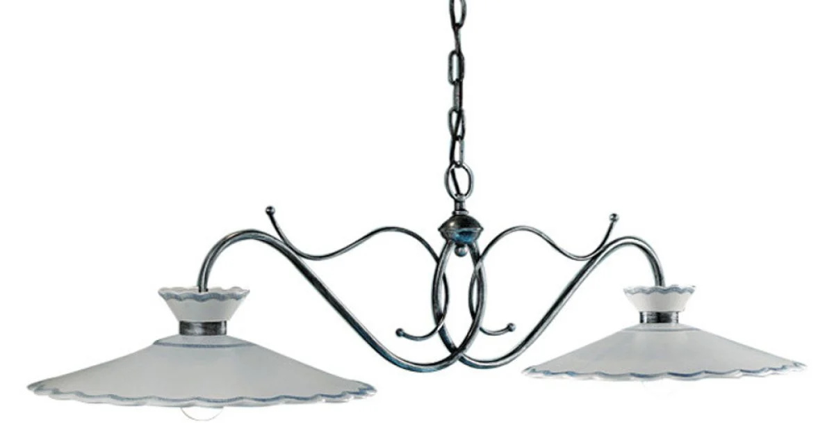 Lampada Sospesa Lineare 2 Luci Ceramica Effetto Ricamo Artigianale - Ravenna