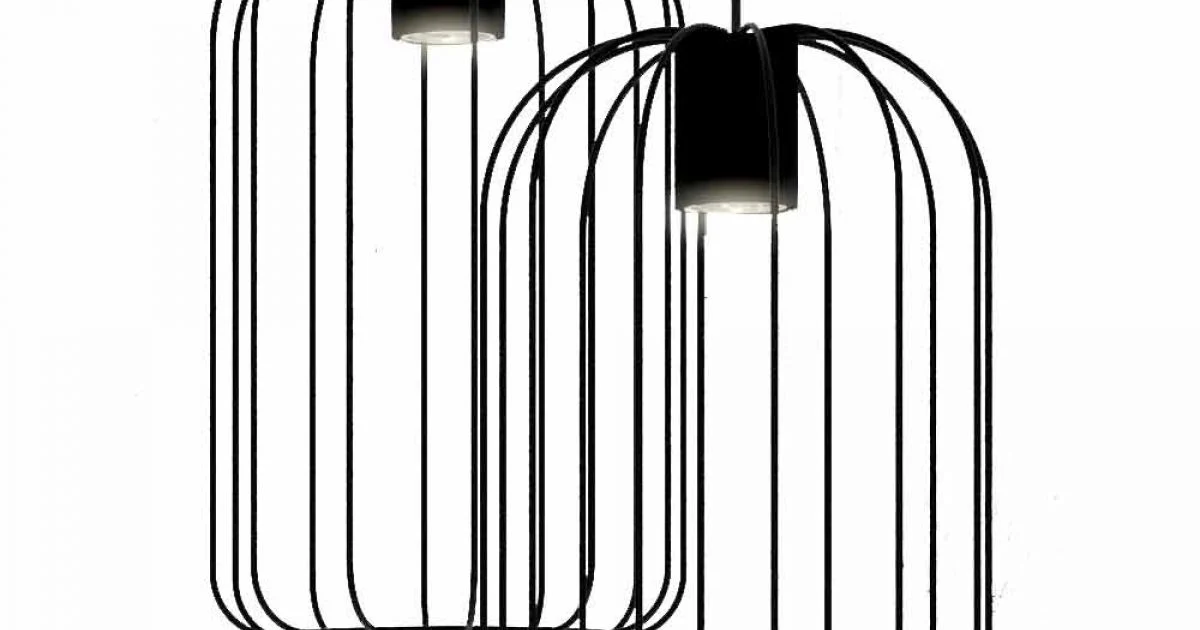 Lampada Sospesa Moderna con Struttura in Filo Metallico Made in Italy - Gabbia