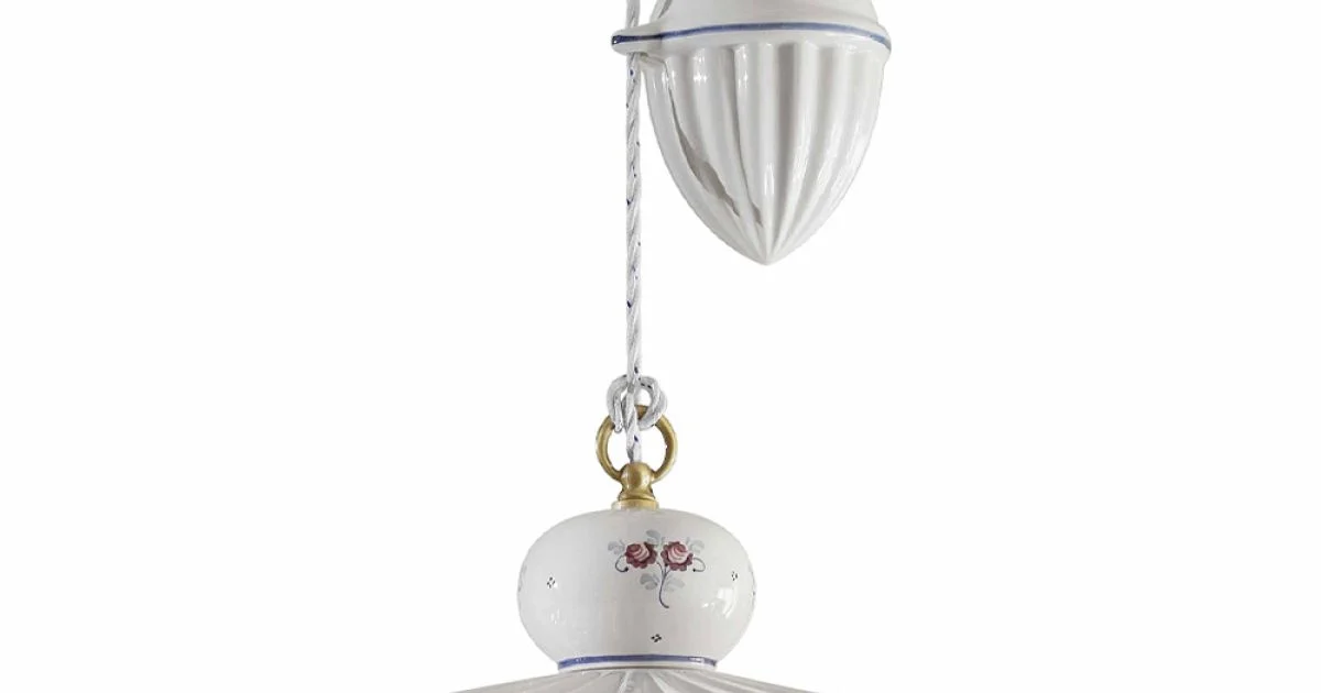 Lampada Sospesa Saliscendi Ceramica Artigianale in Ceramica e Ferro - Roma