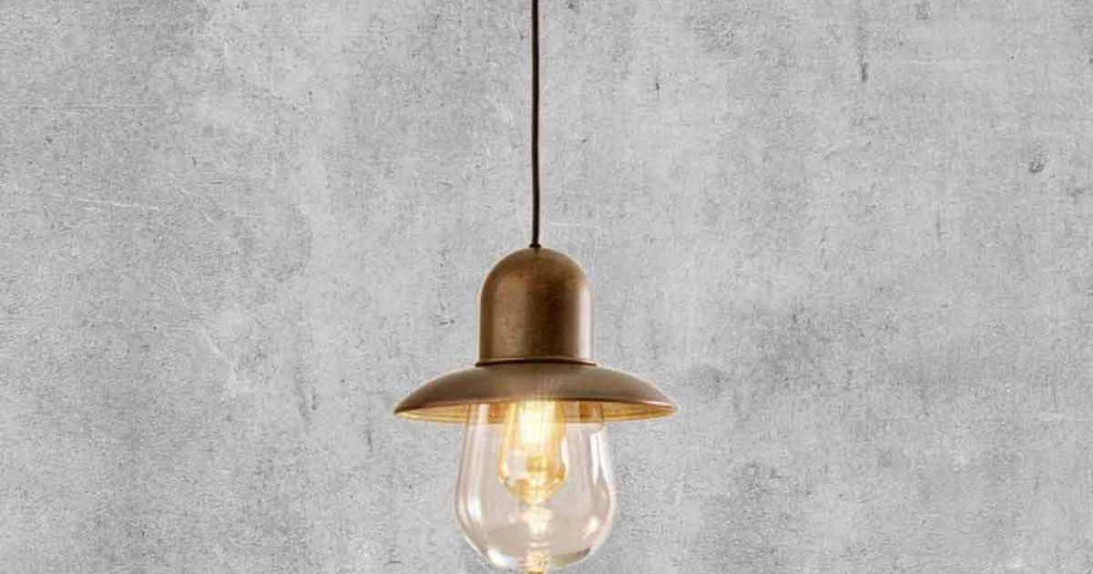 Lampada Sospesa Vintage con Riflettore in Ottone – Guinguette Aldo Bernardi