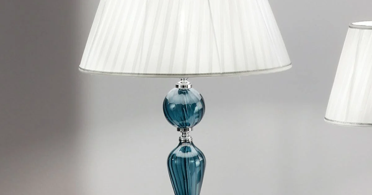 Lampada Tavolo Classica in Vetro Fatto a Mano Rigaton e Metallo - Fievole
