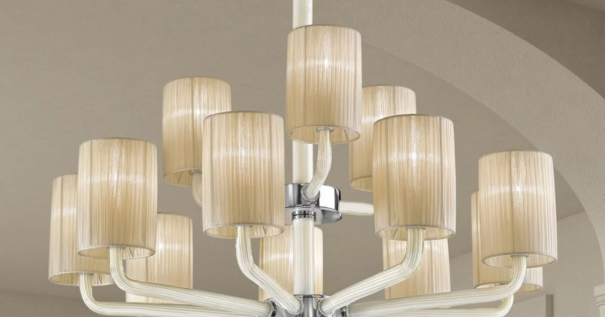 Lampadario 12 Luci in Vetro di Venezia e Metallo Made in Italy - Graham