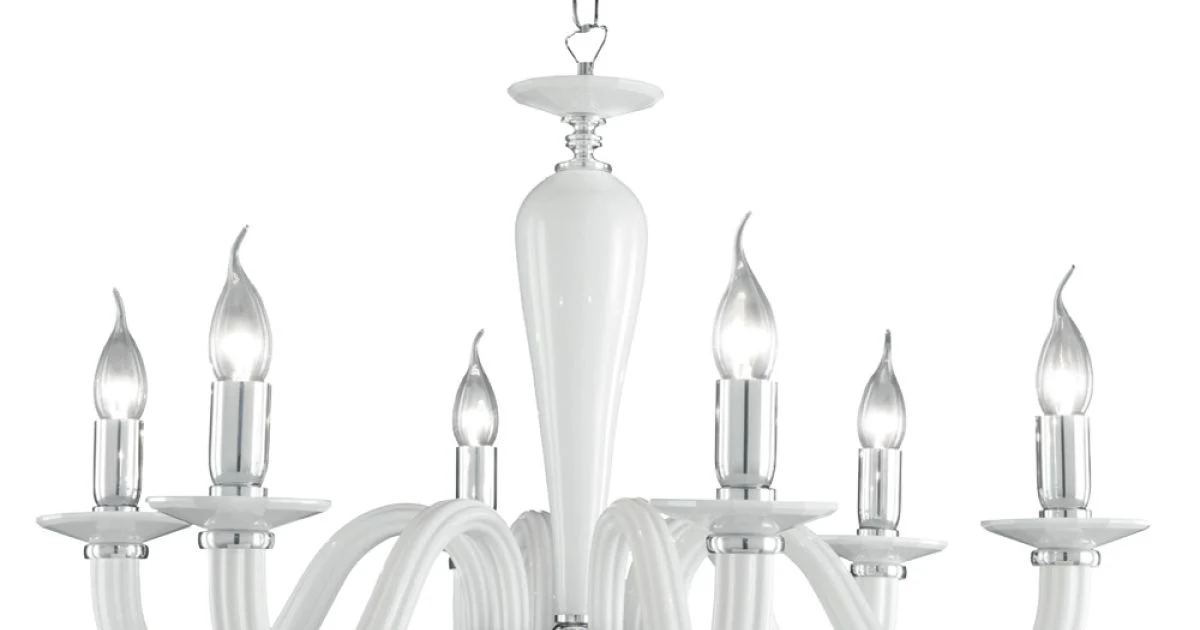 Lampadario 6 Luci Classico in Vetro Italiano Fatto a Mano - Rapallo