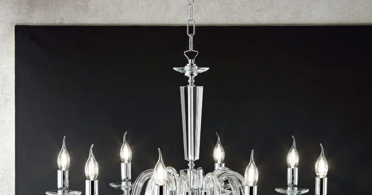 Lampadario 8 Luci Classico Vetro Artigianale Italiano e Cristallo - Malesia