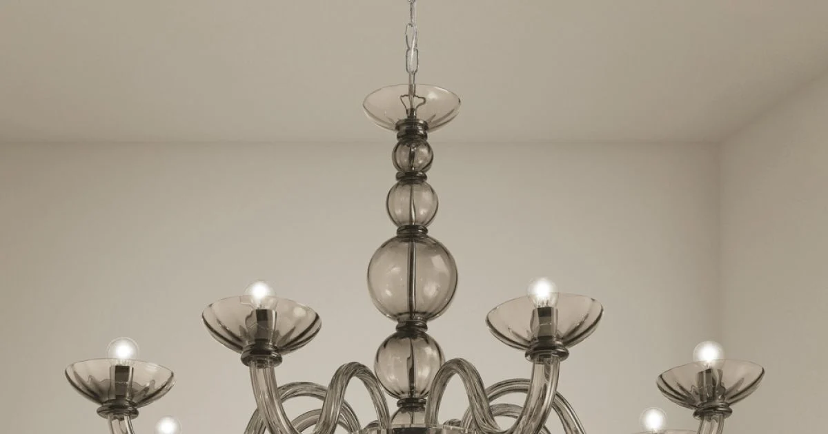 Lampadario 8 Luci in Vetro di Venezia e Metallo Made in Italy - Foscarino