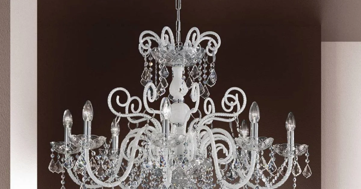 Lampadario 8 Luci in Vetro Veneziano Made in Italy Classico - Fiorentino