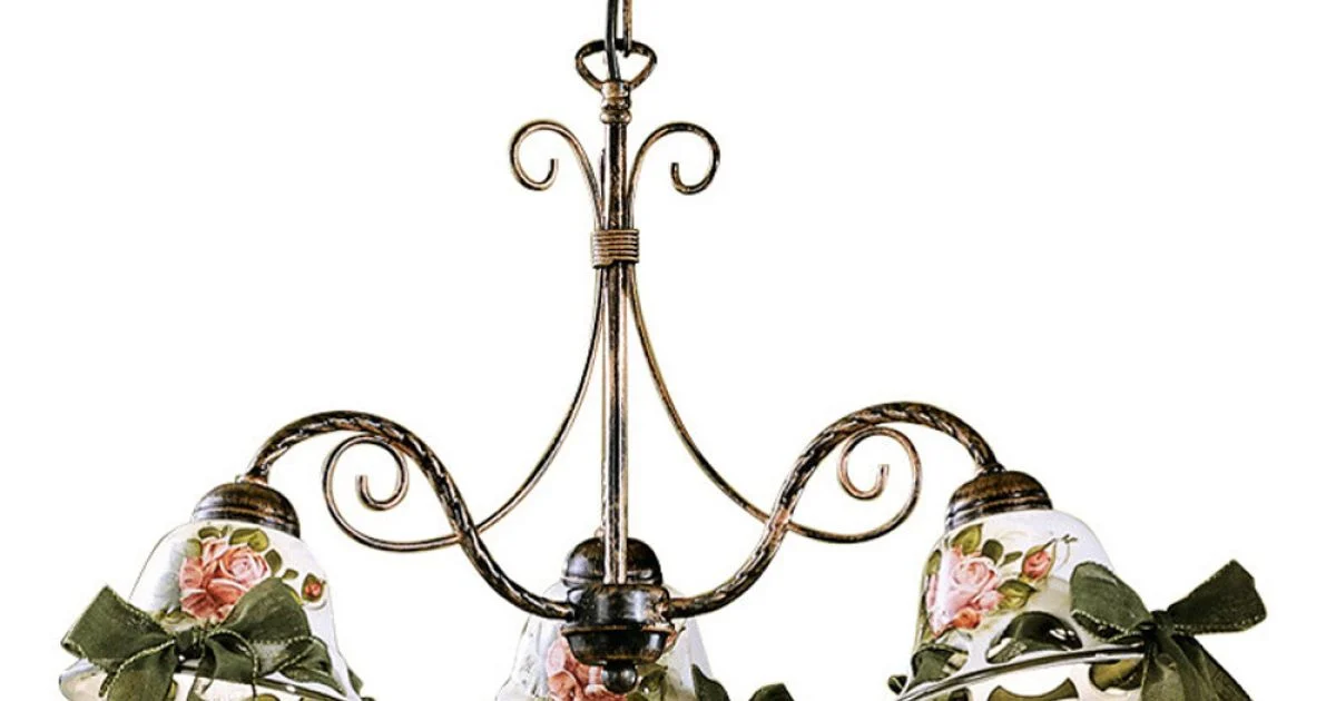 Lampadario a 3 o 5 Luci Ceramica Fatta a Mano con Passanastri - Napoli