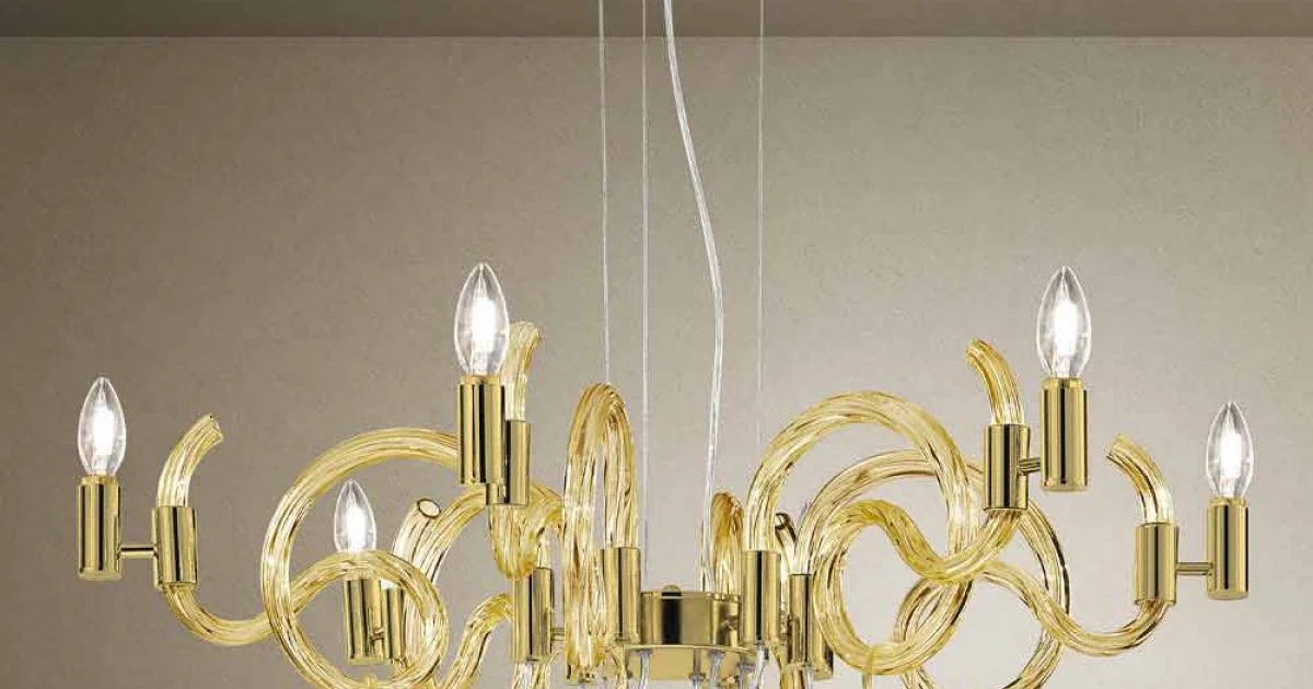 Lampadario a 6 Luci Artigianale in Vetro di Venezia Made in Italy - Bernadette