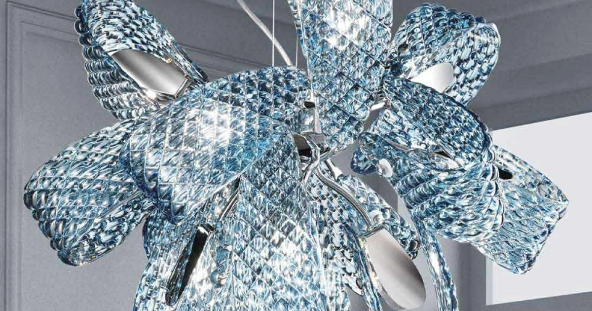 Lampadario in Vetro Veneziano a 9 Luci, Fatto a Mano in Italia - Diamonique