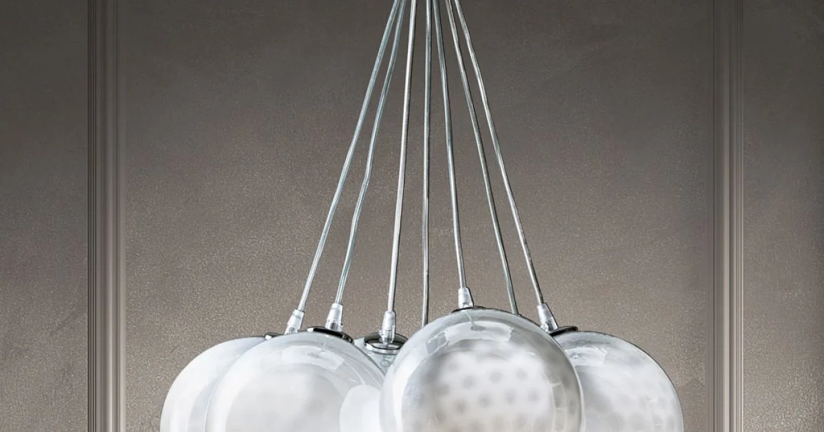 Lampadario Artigianale in Vetro di Venezia e Metallo - Bolle Balloton