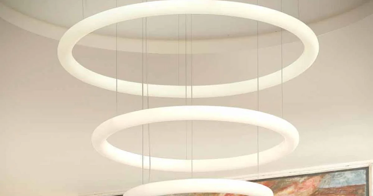 Lampadario Bianco a LED Design con Rosone in Metallo Made in Italy - Slide Giotto