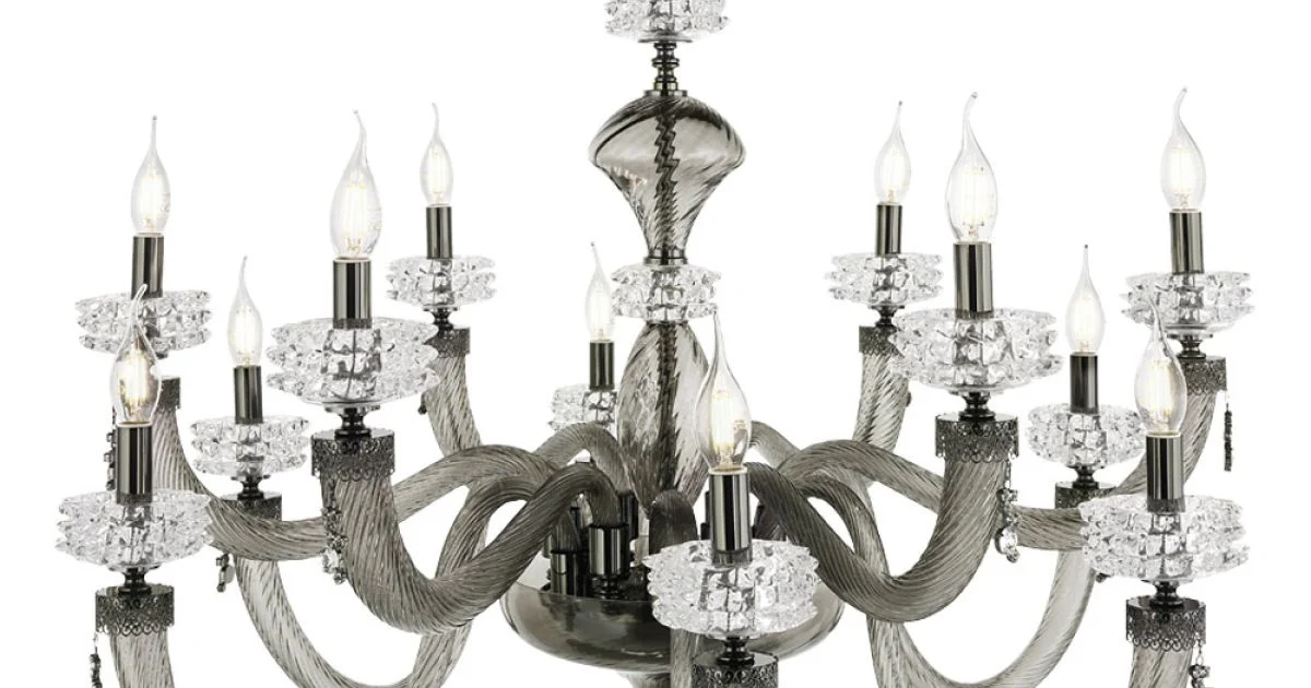 Lampadario Classico 12 Luci in Vetro Artigianale di Lusso Italiano - Saline