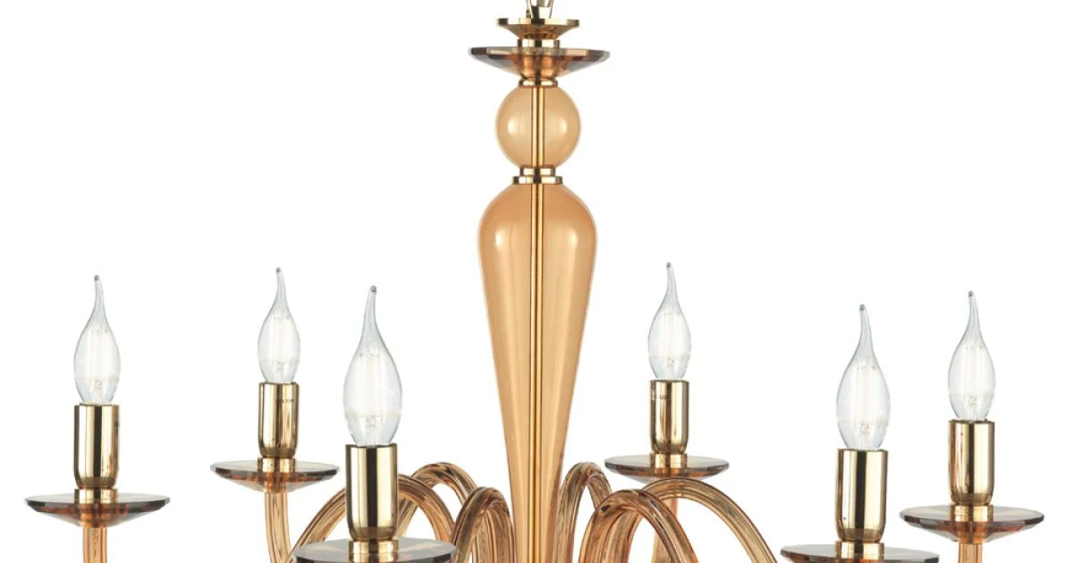 Lampadario Stile Classico 6 Luci in Vetro e Metallo Made in Italy - Oliver