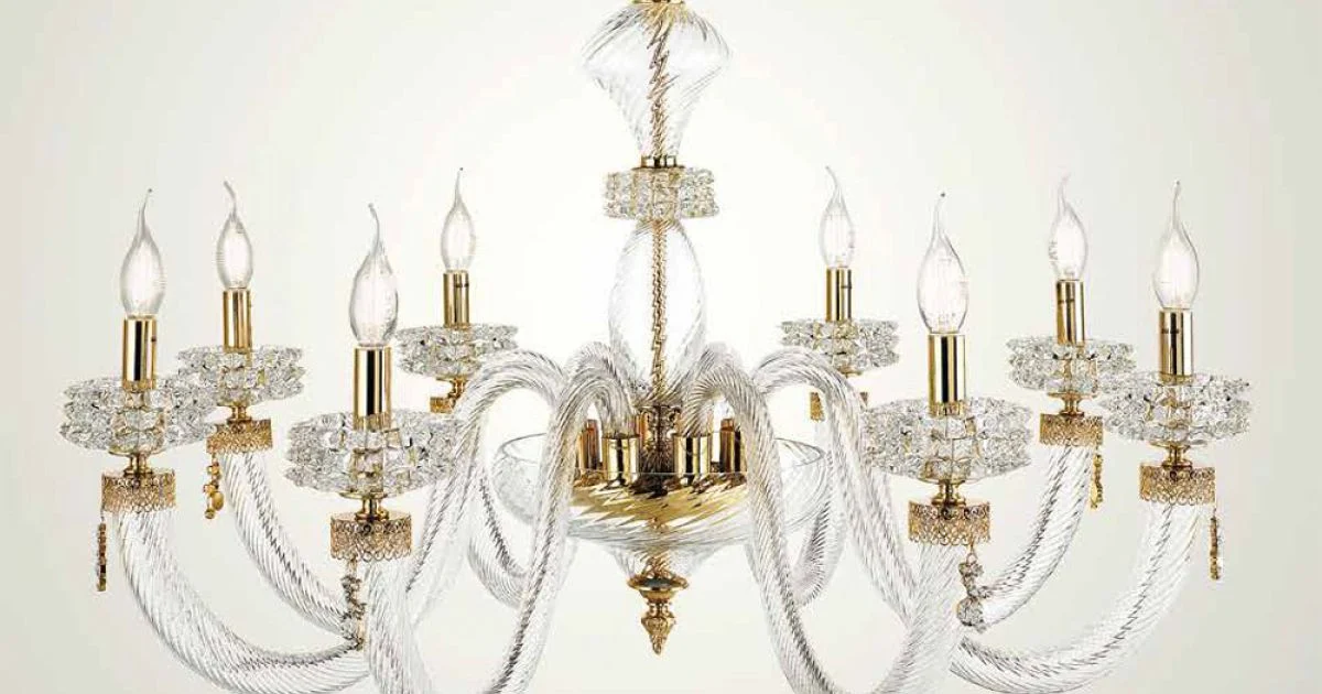 Lampadario Classico 8 Luci in Vetro Artigianale di Lusso Italiano - Saline