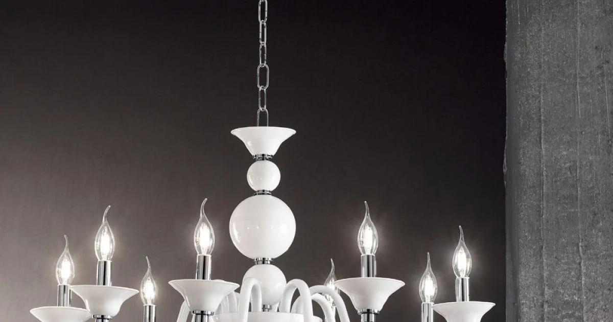 Lampadario Classico 8 Luci Vetro Fatto a Mano Italiano di Lusso - Memore