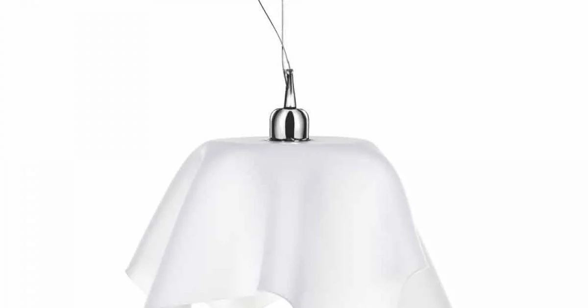 Lampadario design bianco satinato con drappeggio Dafne made in Italy