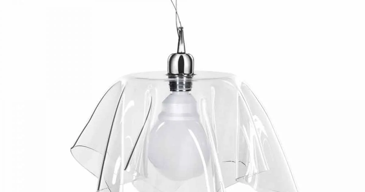 Lampadario design trasparente con drappeggio Dafne made in Italy