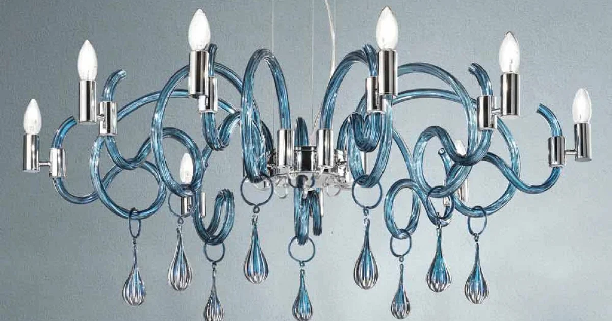 Lampadario in Vetro Veneziano Fatto a Mano a 9 Luci Made in Italy - Bernadette