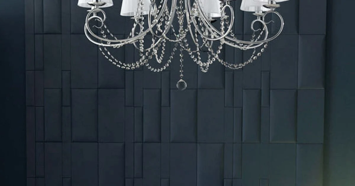 Lampadario in Ferro Cromato con Paralumi Made in Italy - Praga