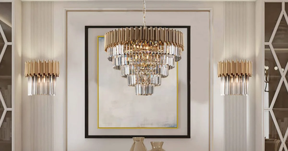 Lampadario in Ferro Dorato con Strass Made in Italy - Parigi