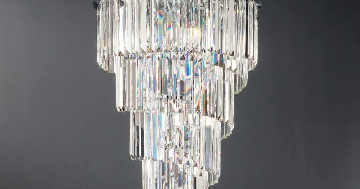 Lampadario Lusso Classico in Metallo Cromato e Cristallo Molato - Lambert