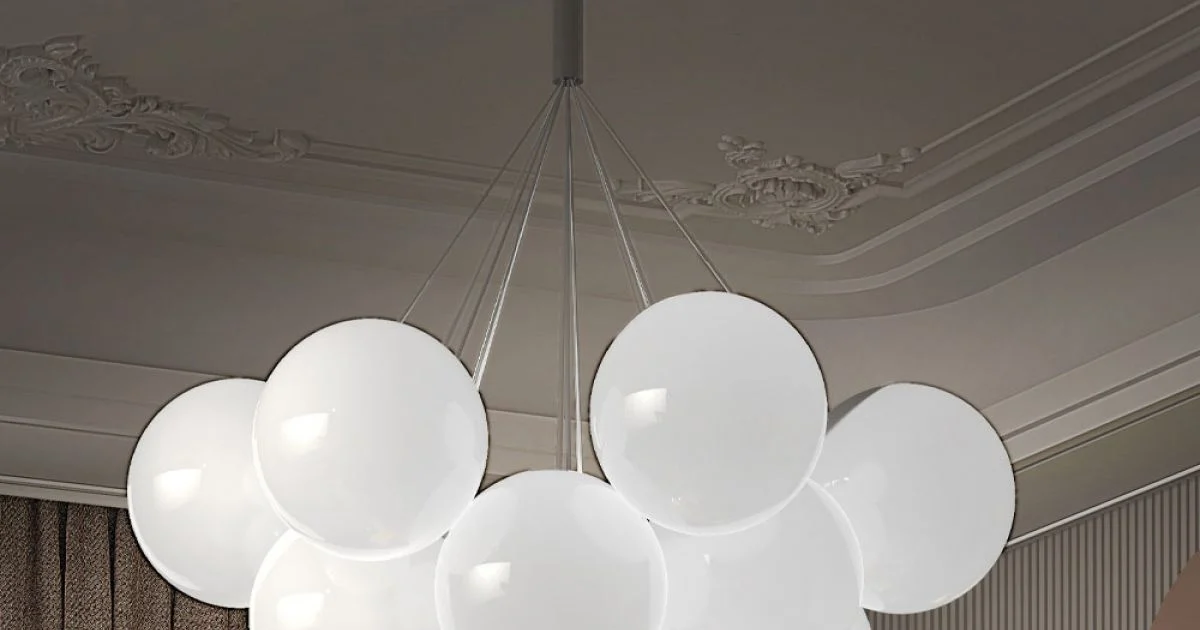 Lampadario Moderno in Vetro Veneziano Incamiciato Soffiato a Mano - Neve